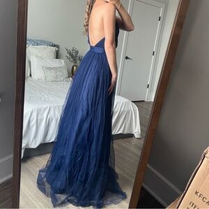 Blue one shoulder ball gown - ASOS Size 2